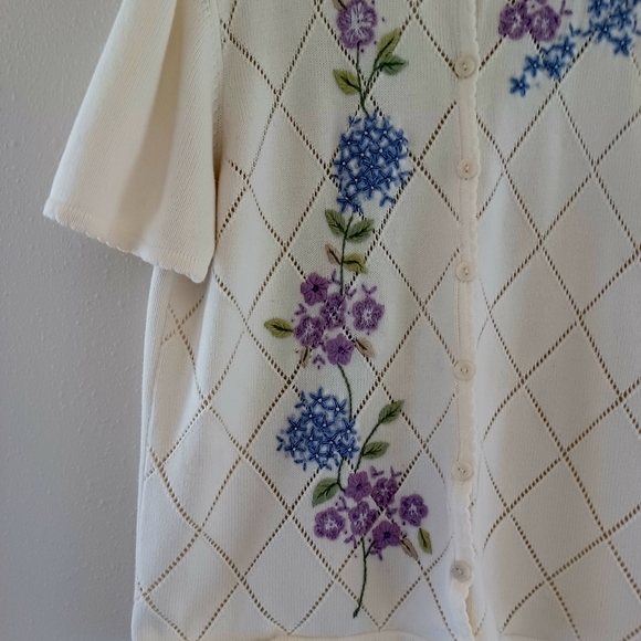 ALFRED DUNNER Embroidered Knit Cardigan, size L - Picture 6 of 15